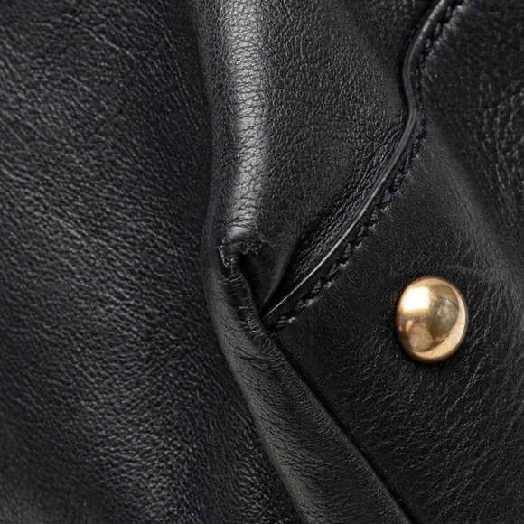 GUCCI Blue Leather Bamboo Shoulder Bag - Picture 5 of 10